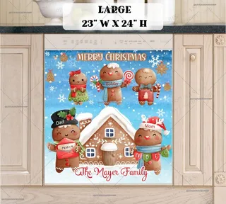 Preview of Personalized - Gingerbread Family magnet in Large size.