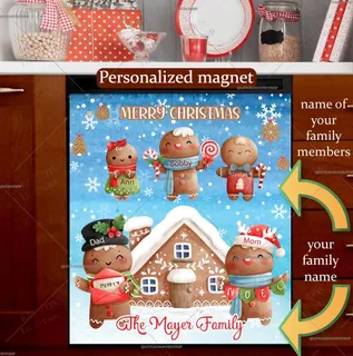 Preview of Personalized - Gingerbread Family magnet.