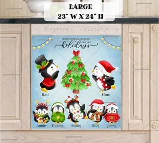 Preview of Personalized - Cute Penguin Family magnet in Large size.