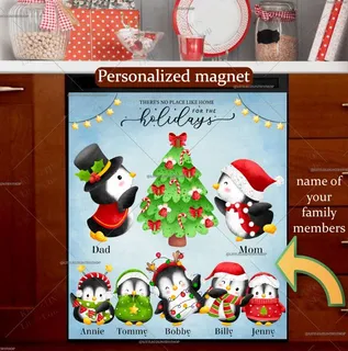 Preview of Personalized - Cute Penguin Family magnet.