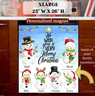 Preview of Personalized - Snowman Family magnet in Extra Large size.