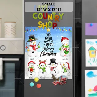 Preview of Personalized - Snowman Family magnet in Small size.