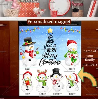 Preview of Personalized - Snowman Family magnet.