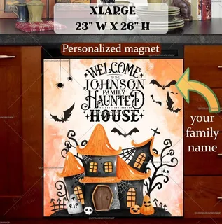 Preview of Personalized - Halloween House Design magnet in Extra Large size.