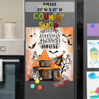 Preview of Personalized - Halloween House Design magnet in Small size.