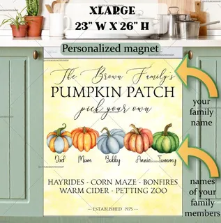 Preview of Personalized - Autumn Design with Pumpkins magnet in Extra Large size.