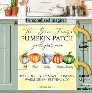 Preview of Personalized - Autumn Design with Pumpkins magnet.