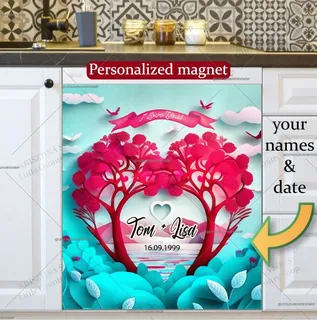 Preview of Personalized - Valentine's Heart Shaped Trees magnet.