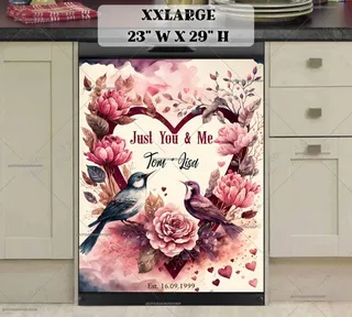 Preview of Personalized - Valentine's Birds and Flowers magnet in XX Large size.