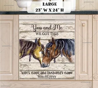 Preview of Personalized - Beautiful Horse Couple magnet in Large size.