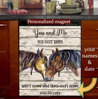 Preview of Personalized - Beautiful Horse Couple magnet.