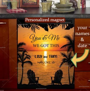 Preview of Personalized - Sunset on the Beach magnet.