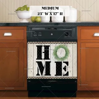 Preview of HOME Sign on Wood Pattern magnet in Medium size.