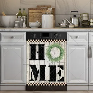 Preview of HOME Sign on Wood Pattern magnet.