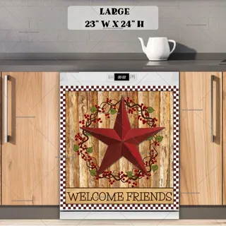 Preview of Red Prim Barn Star and Wreath magnet in Large size.