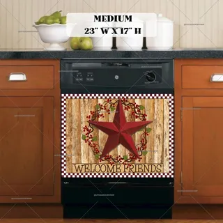 Preview of Red Prim Barn Star and Wreath magnet in Medium size.