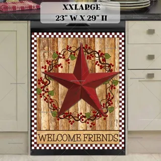 Preview of Red Prim Barn Star and Wreath magnet in XX Large size.