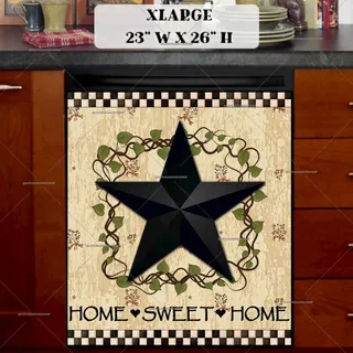 Preview of Black Prim Barn Star and Wreath magnet in Extra Large size.