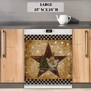 Preview of Prim Christmas Star & Snowman magnet in Large size.