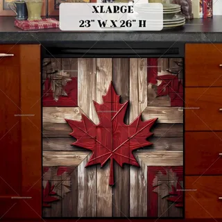 Preview of Canadian Flag on Wood Pattern magnet in Extra Large size.