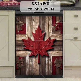 Preview of Canadian Flag on Wood Pattern magnet in XX Large size.