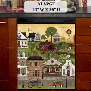 Preview of Cute American Town magnet in Extra Large size.