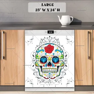 Preview of Sugar Skull and Flowers magnet in Large size.