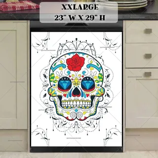 Preview of Sugar Skull and Flowers magnet in XX Large size.