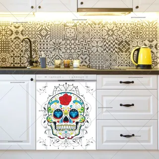 Preview of Sugar Skull and Flowers magnet.