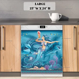 Preview of Beautiful Mermaid and Dolphins magnet in Large size.