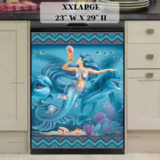 Preview of Beautiful Mermaid and Dolphins magnet in XX Large size.