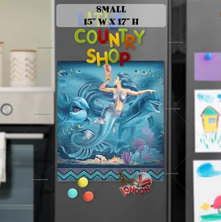 Preview of Beautiful Mermaid and Dolphins magnet in Small size.