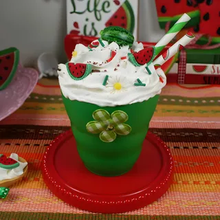 Preview of Faux Watermelon Summer Drink ( Green Plastic Cup ).