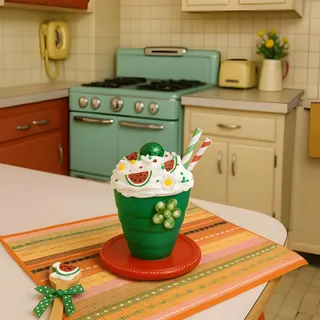 Preview of Faux Watermelon Summer Drink ( Green Plastic Cup ).