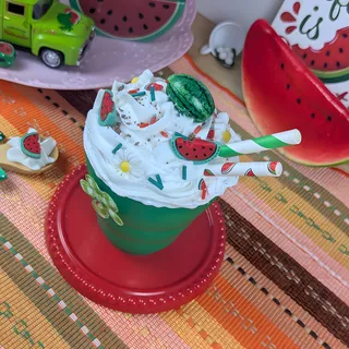 Preview of Faux Watermelon Summer Drink ( Green Plastic Cup ).