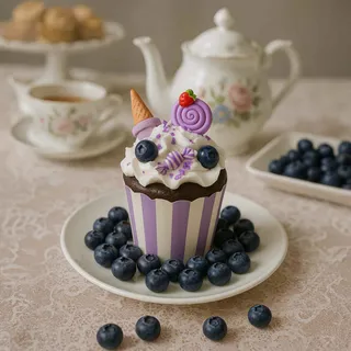 Preview of Faux Blueberry Cupcake.