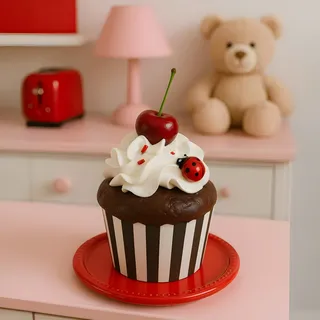 Preview of Faux Cherry Ladybug Cupcake.