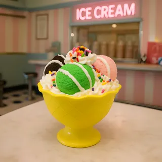 Preview of Faux Ice Cream Bowl ( Yellow Plastic Bowl ).