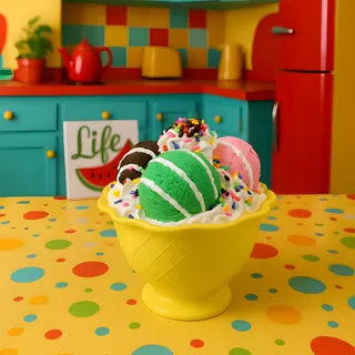 Preview of Faux Ice Cream Bowl ( Yellow Plastic Bowl ).
