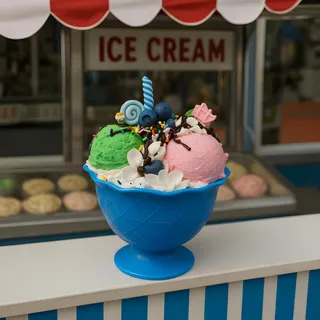 Preview of Faux Ice Cream Bowl Blue ( Blue Plastic Bowl ).