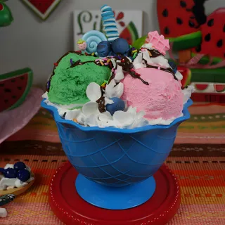 Preview of Faux Ice Cream Bowl Blue ( Blue Plastic Bowl ).