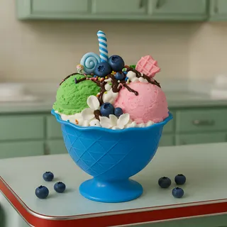 Preview of Faux Ice Cream Bowl Blue ( Blue Plastic Bowl ).