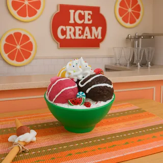 Preview of Faux Ice Cream Bowl Green ( Green Plastic Bowl ).