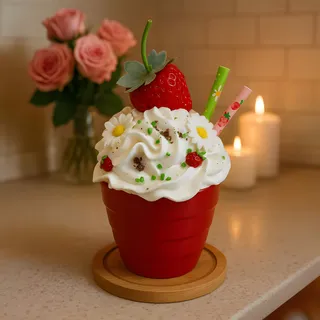 Preview of Faux Strawberry Summer Drink ( Red Plastic Cup ).