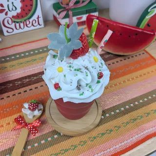 Preview of Faux Strawberry Summer Drink ( Red Plastic Cup ).