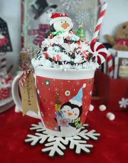 Preview of Christmas Penguin Faux Hot Chocolate Mug.