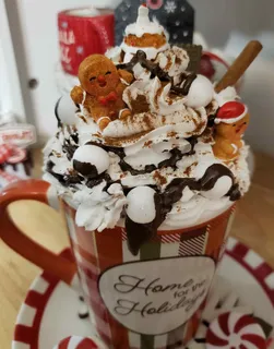 Preview of Cute Gingerbread Man Faux Hot Chocolate Mug.