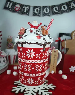 Preview of Santa and Friends Faux Hot Chocolate Mug.