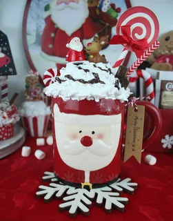 Preview of Santa and Reindeer Faux Hot Chocolate Mug.