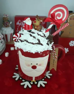 Preview of Santa and Reindeer Faux Hot Chocolate Mug.